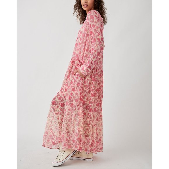 🎉LAST CHANCE🎉 FREE PEOPLE See It Through Dress / Pink Rose Combo - Picture 5 of 9